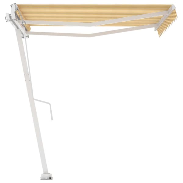 The Living Store fritstående markise 300x250 cm automatisk betjening gul og hvid -  Markiser