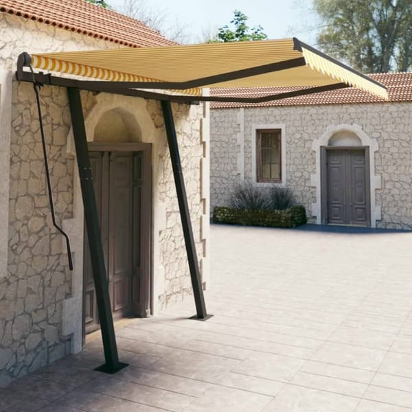 The Living Store Automaattisesti kelattava markiisi tolpilla 3,5x2,5m keltavalk. - Markiisit