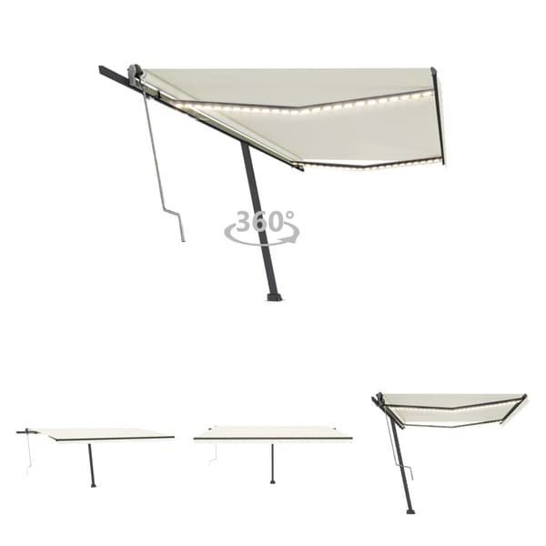 The Living Store Sisäänkelattava markiisi LED/tuulisensori 500x300 cm kerma -  Markiisit