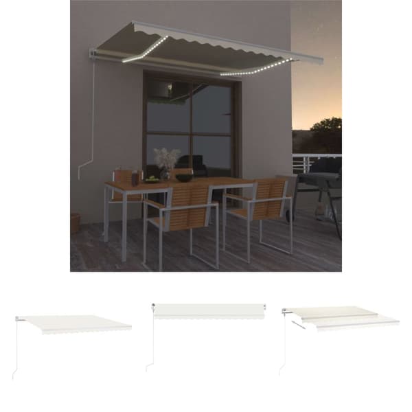 The Living Store Automatisk markis med vindsensor & LED 450x300 cm gräddvit -  Markiser