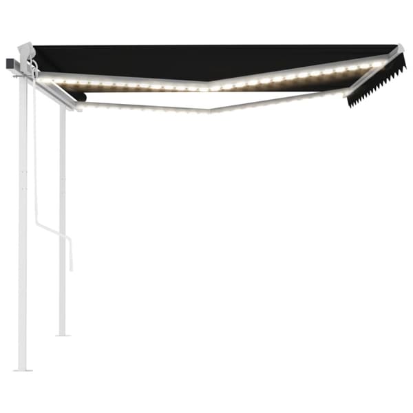 The Living Store Sisäänkelattava markiisi LED/tuulisensori 4,5x3 m antrasiitti - Markiisit