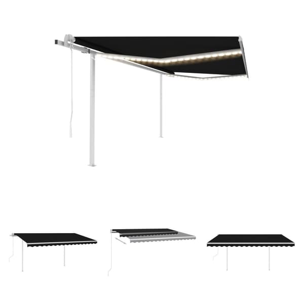 The Living Store Sisäänkelattava markiisi LED/tuulisensori 4,5x3 m antrasiitti -  Markiisit