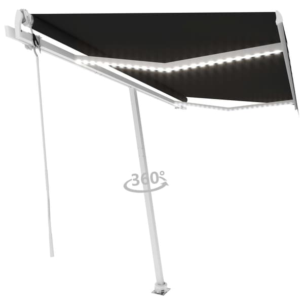 The Living Store Automatisk markis med vindsensor & LED 450x300 cm antracit - Markiser