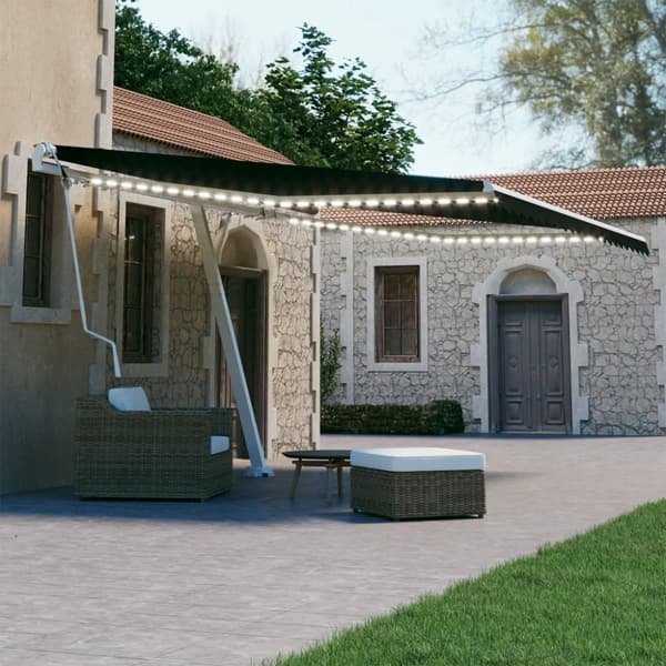 The Living Store Automatisk markis med vindsensor & LED 450x300 cm antracit - Markiser