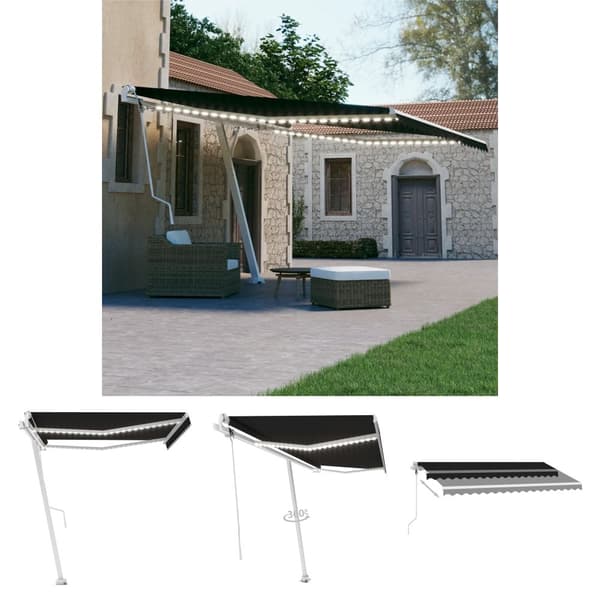 The Living Store Automatisk markis med vindsensor & LED 450x300 cm antracit -  Markiser