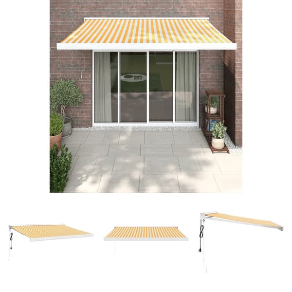 The Living Store foldemarkise 3x2,5 m stof og aluminium gul og hvid - Markiser