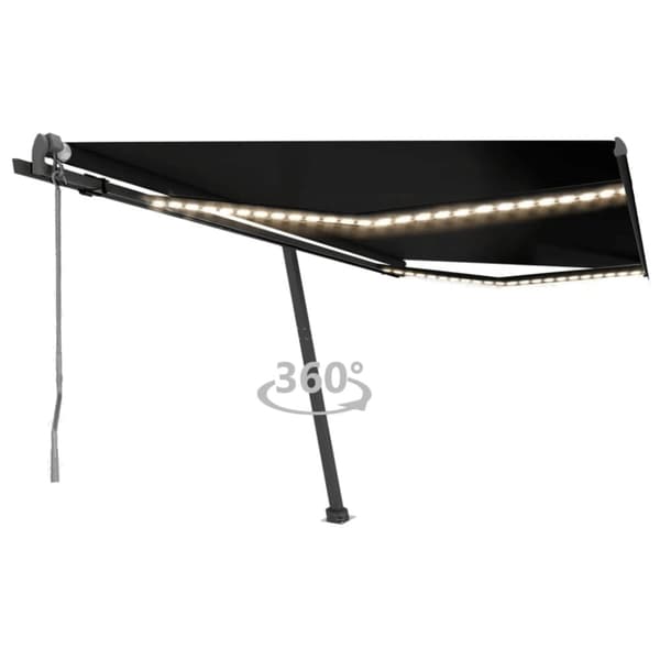 The Living Store Sisäänkelattava markiisi LED/tuulisensori 400x300cm antrasiitti - Markiisit