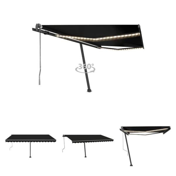 The Living Store Sisäänkelattava markiisi LED/tuulisensori 400x300cm antrasiitti - Markiisit
