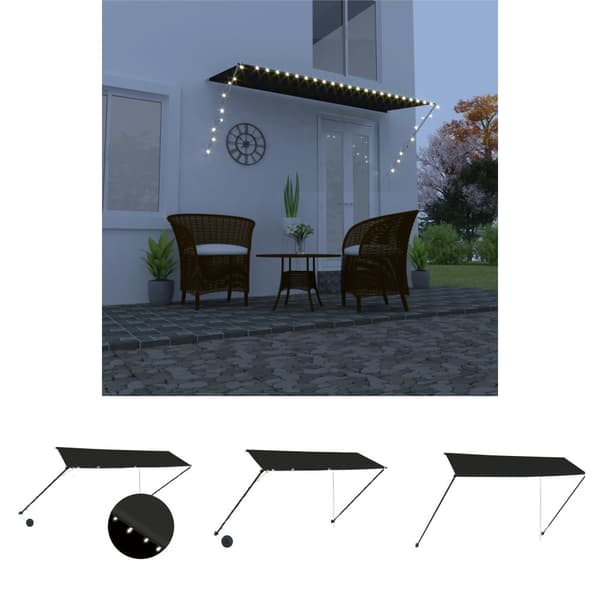 The Living Store Markis med LED 350x150 cm antracit - Markiser