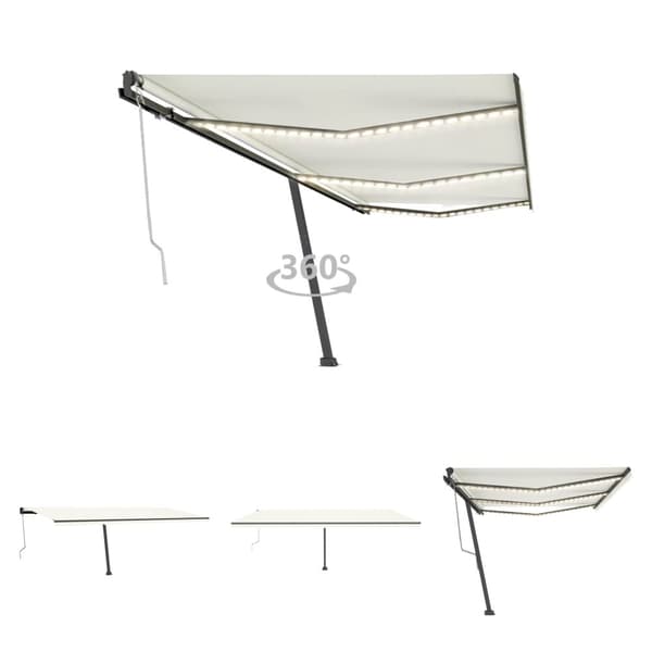 The Living Store Automatisk markis med vindsensor & LED 600x300 cm gräddvit - Markiser