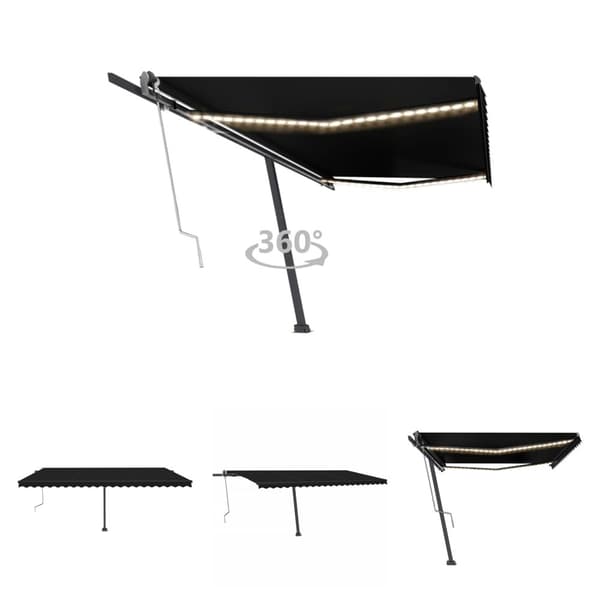The Living Store Automatisk markis med vindsensor & LED 500x300 cm antracit -  Markiser