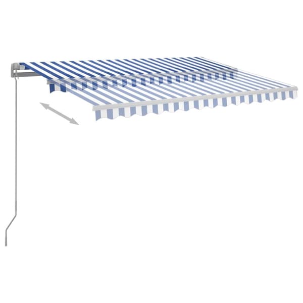 The Living Store Sisäänkelattava markiisi LEDillä 300x250cm sininen ja valkoinen - Markiisit