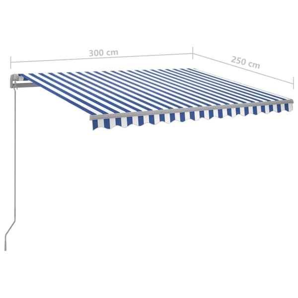 The Living Store Sisäänkelattava markiisi LEDillä 300x250cm sininen ja valkoinen - Markiisit