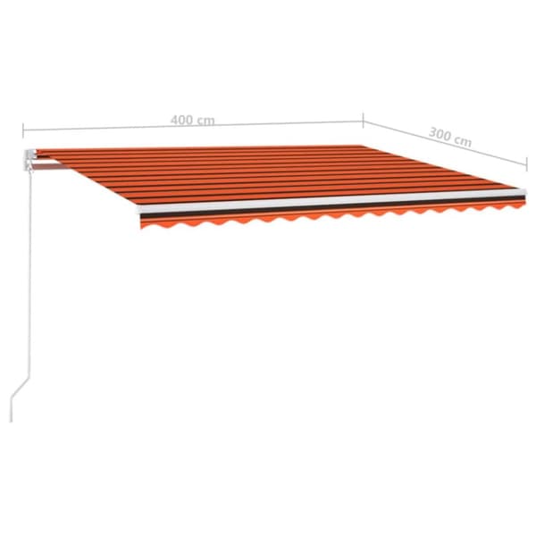 The Living Store Markis manuellt infällbar med LED 400x300 cm orange och brun - Markiser