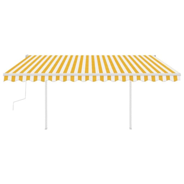 The Living Store foldemarkise m. LED-lys 4x3 m manuel betjening gul og hvid -  Markiser