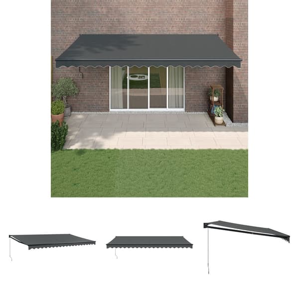 The Living Store Markis infällbar antracit 5x3 m tyg&aluminium -  Markiser