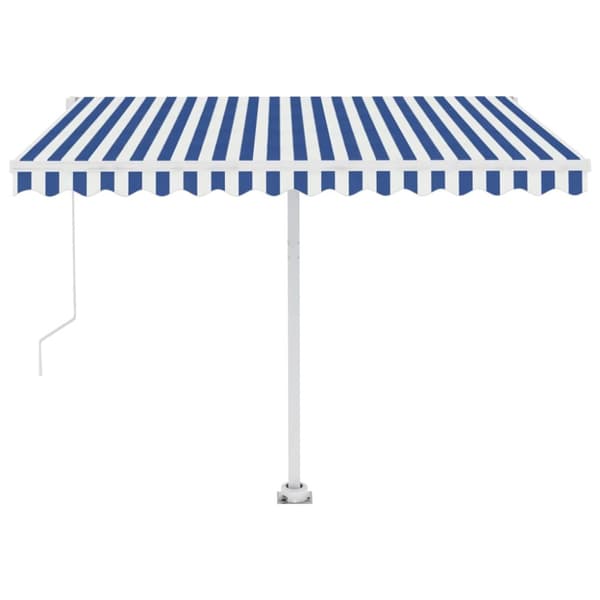 The Living Store Markis manuellt infällbar med LED 300x250 cm blå och vit -  Markiser