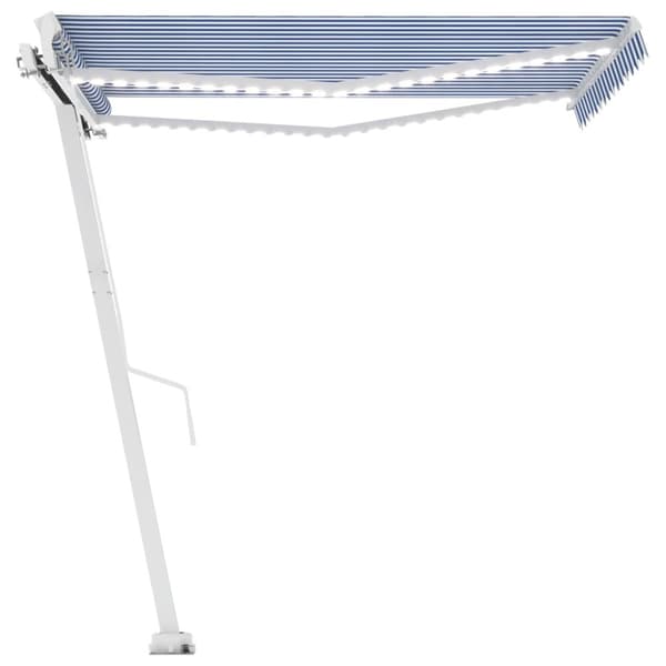 The Living Store Markis manuellt infällbar med LED 300x250 cm blå och vit - Markiser