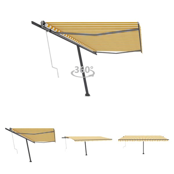 The Living Store Fristående markis automatisk 500x300 cm gul/vit -  Markiser