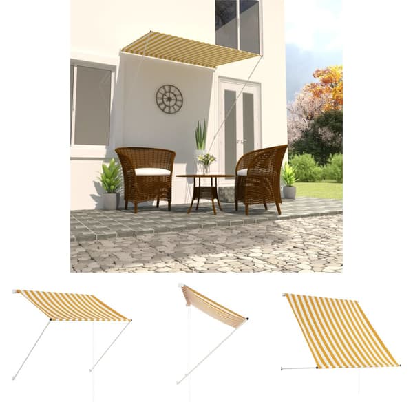 The Living Store Markis 150x150 cm gul och vit - Markiser
