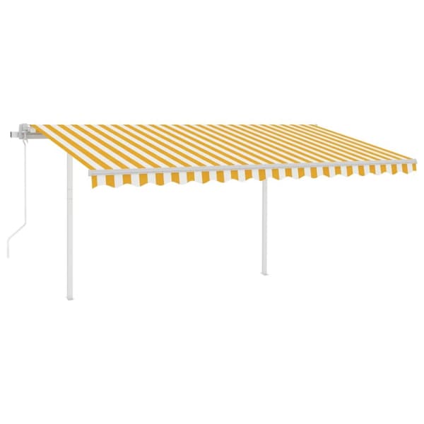 The Living Store Sisäänkelattava markiisi LED/tuulisensori 4x3,5m keltavalkoinen -  Markiisit