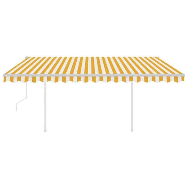 The Living Store Sisäänkelattava markiisi LED/tuulisensori 4x3,5m keltavalkoinen -  Markiisit