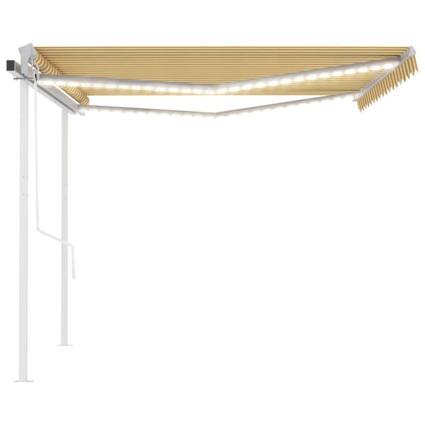 The Living Store Sisäänkelattava markiisi LED/tuulisensori 4x3,5m keltavalkoinen -  Markiisit