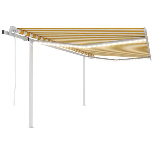The Living Store Sisäänkelattava markiisi LED/tuulisensori 4x3,5m keltavalkoinen -  Markiisit