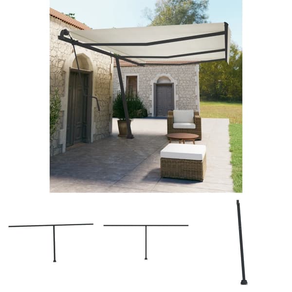 The Living Store Markiisin tolppasarja antrasiitti 600x245 cm rauta - Markiisit