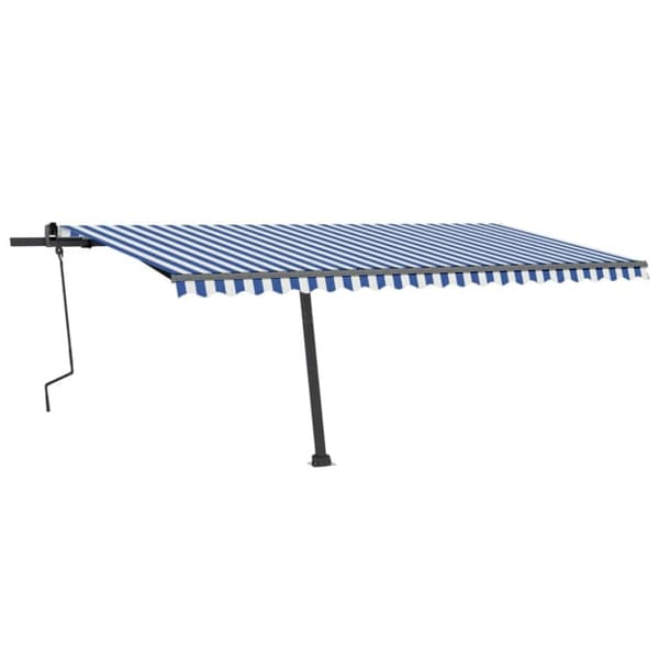 The Living Store Markis manuellt infällbar med LED 500x300 cm blå och vit - Markiser