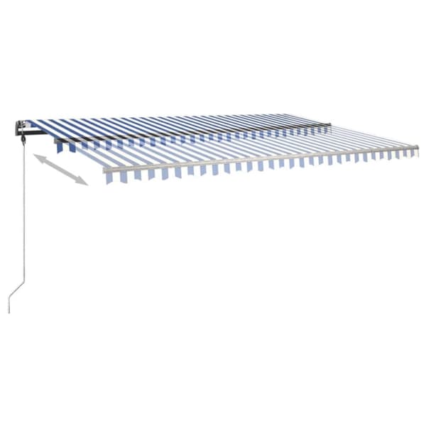 The Living Store Markis manuellt infällbar med LED 500x300 cm blå och vit - Markiser