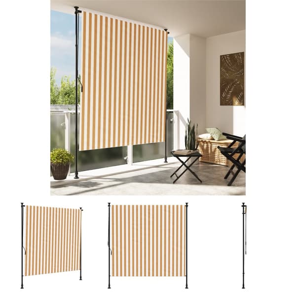 The Living Store Rullgardin utomhus orange och vit 150x270 cm tyg&stål - Markiser