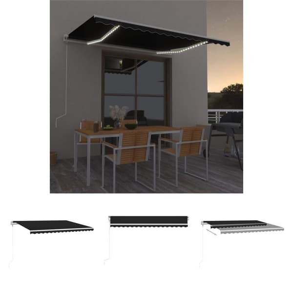 The Living Store Automatisk markis med vindsensor & LED 400x300 cm antracit -  Markiser