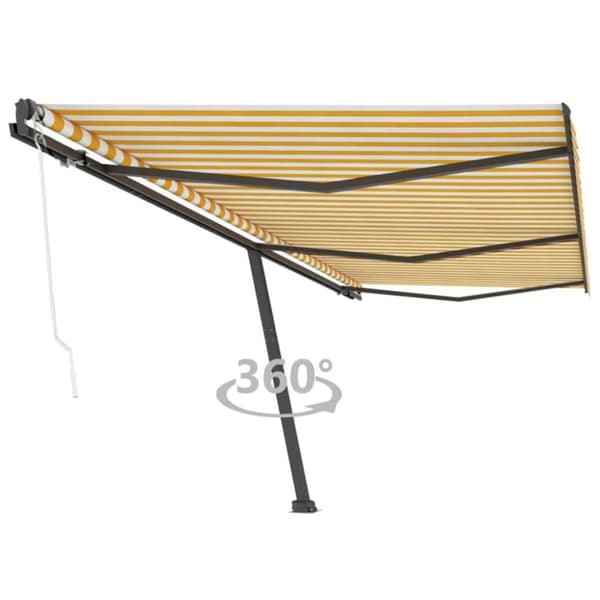 The Living Store Fristående automatisk markis 600x300 cm gul/vit - Markiser