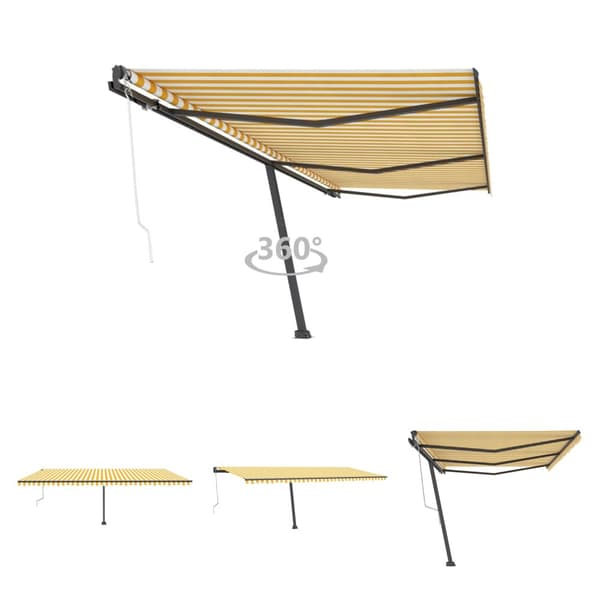 The Living Store Fristående automatisk markis 600x300 cm gul/vit - Markiser