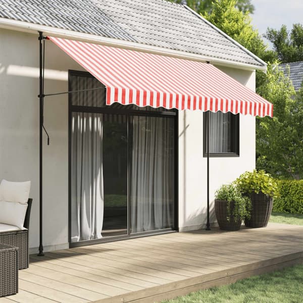 The Living Store Markisväv röd och vit randig 3x2,5 m - Markiser