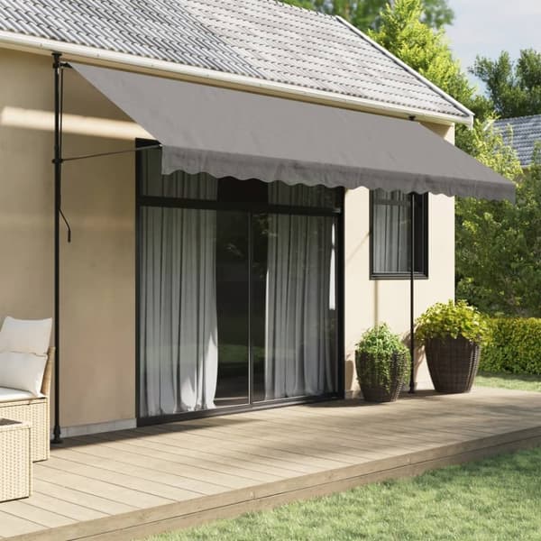 The Living Store Sisäänkelattava markiisi antrasiitti 400x150 cm kangas ja teräs - Markiisit