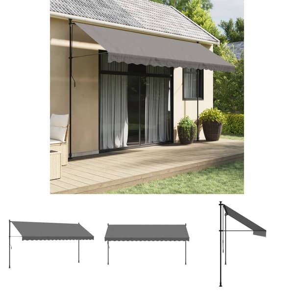 The Living Store Sisäänkelattava markiisi antrasiitti 400x150 cm kangas ja teräs - Markiisit