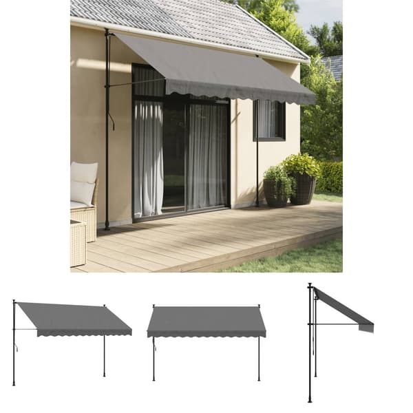 The Living Store Sisäänkelattava markiisi antrasiitti 300x150 cm kangas ja teräs -  Markiisit