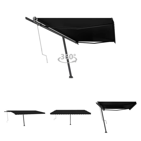 The Living Store Vapaasti seisova sisäänkelattava markiisi 500x300cm antrasiitti -  Markiisit