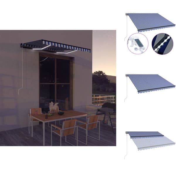 Markiisit - Living Markiisi tuulisensorilla ja LED 300x250cm sininen ja valkoinen