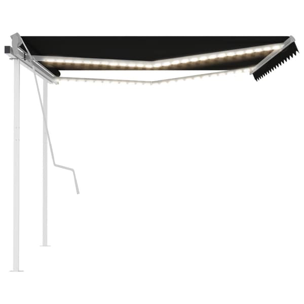 Markiisit - Living Manuaalisesti kelattava markiisi LED-valoilla 4x3 m antrasiitti
