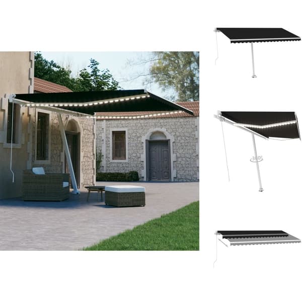 Markiser - Living Markis manuellt infällbar med LED 400x300 cm antracit