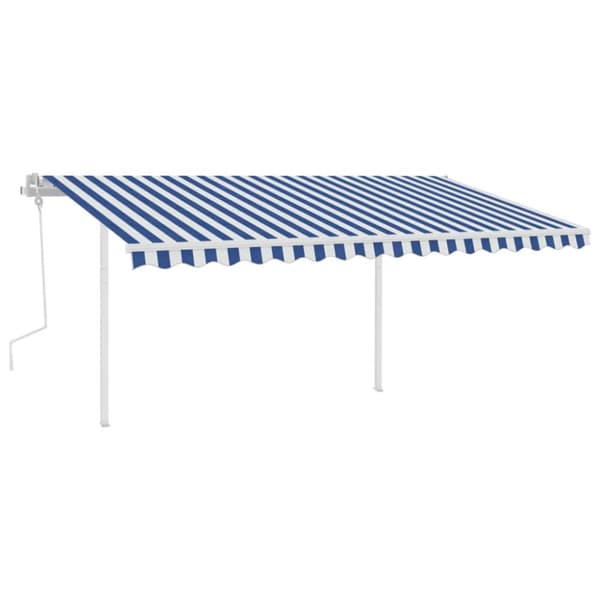 Markiisit - Living Manuaalisesti kelattava markiisi tolpilla 4,5x3 m sinivalkoinen