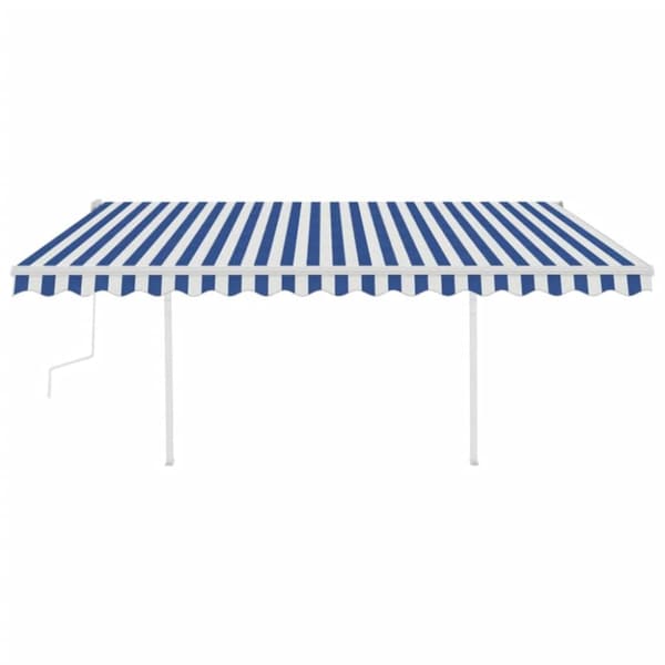 Markiisit - Living Manuaalisesti kelattava markiisi tolpilla 4,5x3 m sinivalkoinen