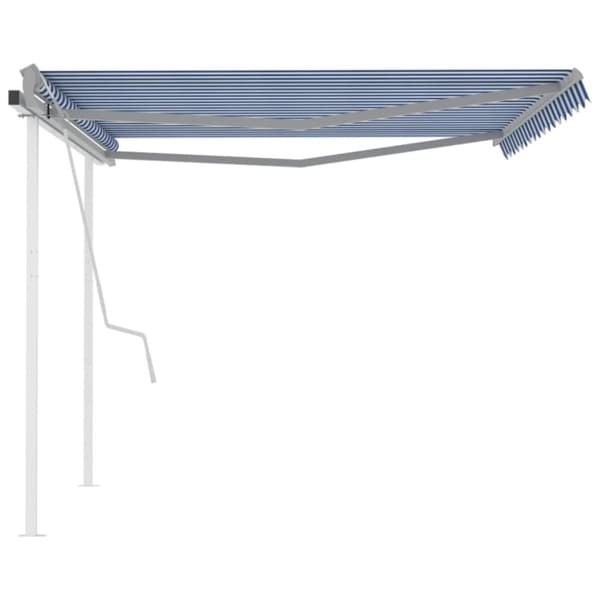 Markiisit - Living Manuaalisesti kelattava markiisi tolpilla 4,5x3 m sinivalkoinen