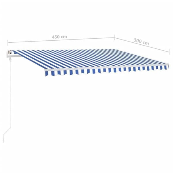 Markiisit - Living Manuaalisesti kelattava markiisi tolpilla 4,5x3 m sinivalkoinen