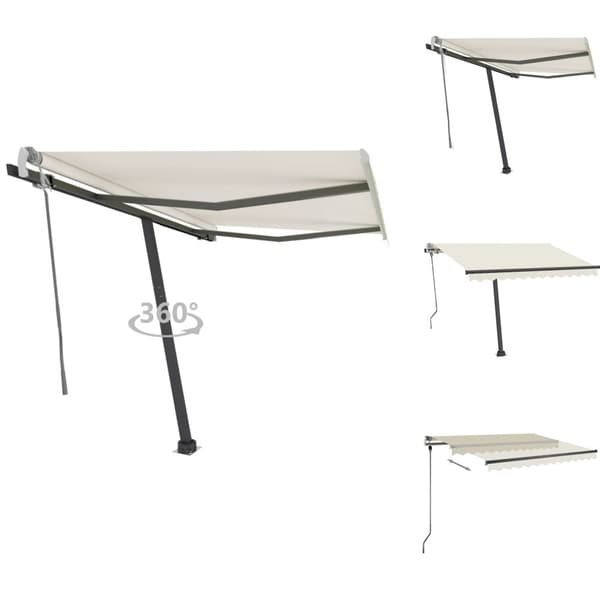 Markiser - Living Fristående markis manuellt infällbar 350x250 cm gräddvit