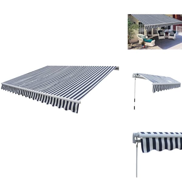 Markiisit - Living Taitettava käsikäyttöinen markiisi 300 cm sininen / valkoinen