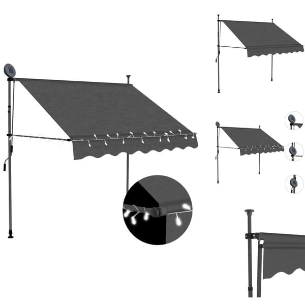 Markiser - Living Markis manuellt infällbar med LED 150 cm antracit